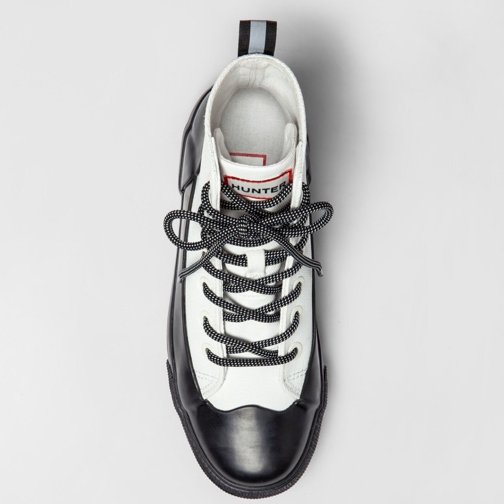 Hunter Black White Canvas Rubber Sneaker Unisex - Picture 3 of 4
